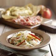 Pink Lady apple and fennel salad with pine nuts, parmesan and shallot dressing