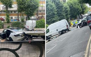 The crash between a car and a van took place in the early hours of the morning