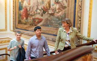 Pupils from Oak Lodge school in East Finchley touring Buckingham Palace with their teacher