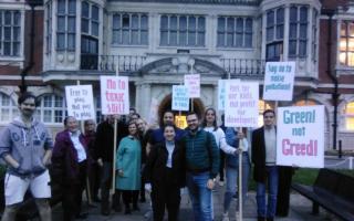 The protest outside Hendon Town Hall