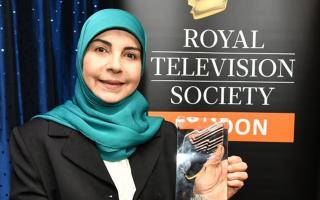 Sanaa Hamdoun with her Television Society award