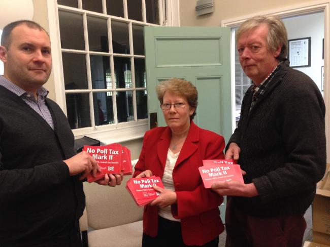 Z2K's campaigns and policy director Marc Francis, handing over the petition postcards to the Labour group leader Cllr Alison Moore and deputy group leader Cllr Barry Rawlings